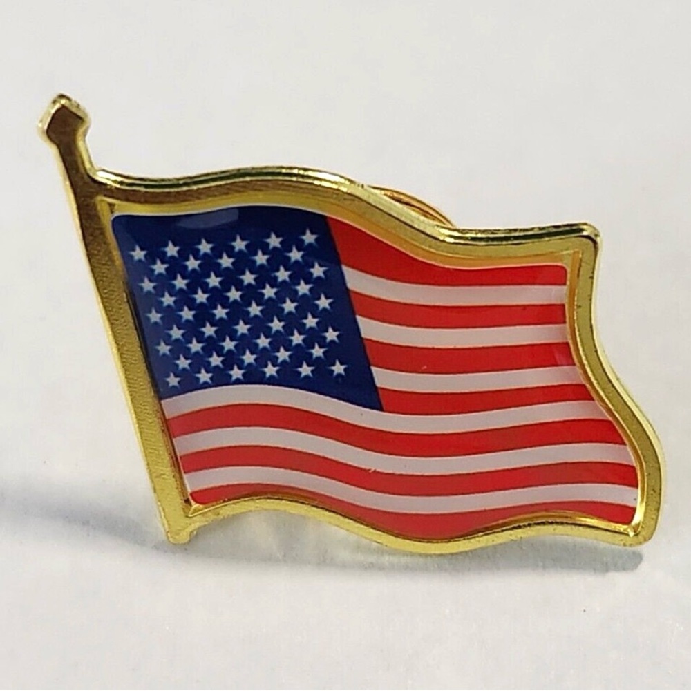 NEW USA Flag Pin with Gold Trim, American Flag Lapel Pin